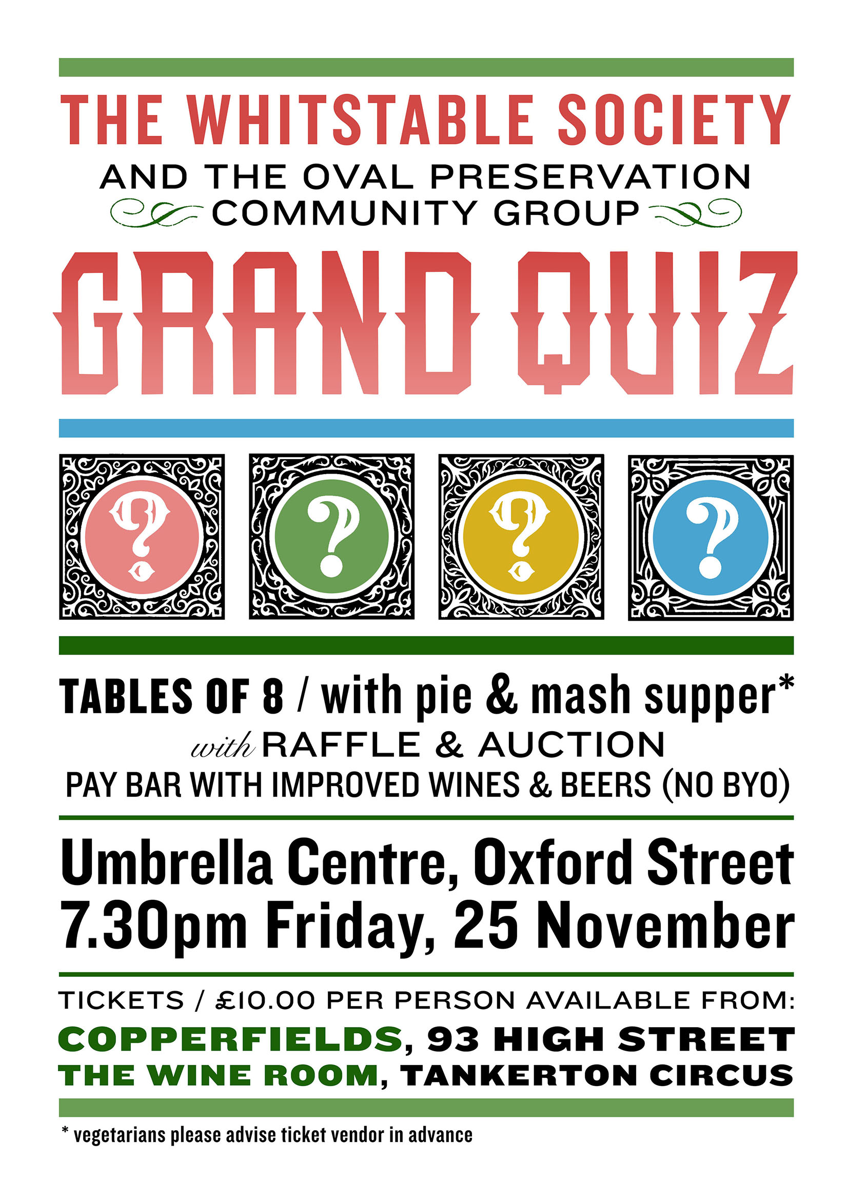 Whitstable Society and Oval Preservation Community Group Grand Quiz 25th November 2016